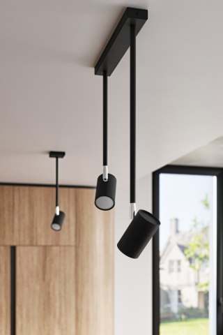 Lampa sufitowa NORANO 2 czarna / chrom podwójna regulowane tuby na wysięgniku - Sollux Lighting