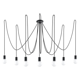 Żyrandol EDISON 7 czarny lampa podwieszana pająk loft - Sollux Lighting
