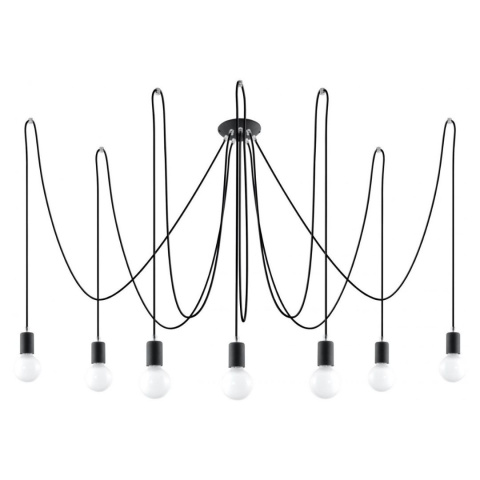 Żyrandol EDISON 7 czarny lampa podwieszana pająk loft - Sollux Lighting