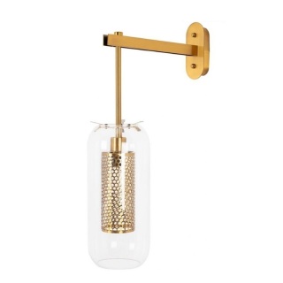 Kinkiet LAMPION złoty dekoracyjny ze szklanym kloszem - Moosee