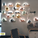 Kinkiet lampka dziecięca LED z półką MOON KSIĘŻYC żółty GWIAZDKA szara z kablem - Candellux Lighting