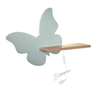 Kinkiet lampka dziecięca LED z półką BUTTERFLY motylek miętowy z kablem - Candellux Lighting