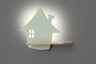 Kinkiet lampka dziecięca LED z półką HOUSE domek miętowy - Candellux Lighting