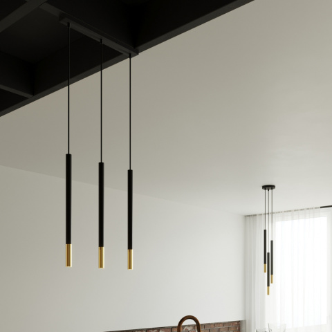 Lampa wisząca MOZAICA 3P czarny / złoty potrójny zwis kaskada - Sollux Lighting Lampa wisząca MOZAICA 3P czarny / złoty potrójny zwis kaskada - Sollux Lighting