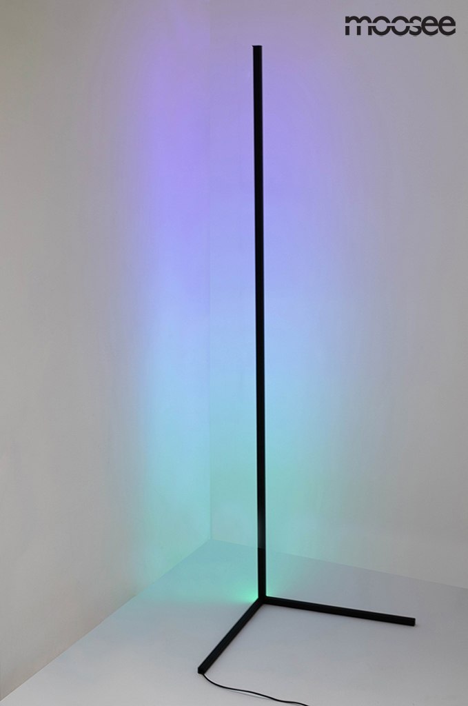 Lampa podłogowa CORNER RGB czarna z pilotem i regulacją barwy oraz natężenia światła - Moosee