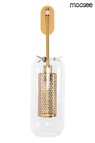 Kinkiet LAMPION złoty dekoracyjny ze szklanym kloszem - Moosee