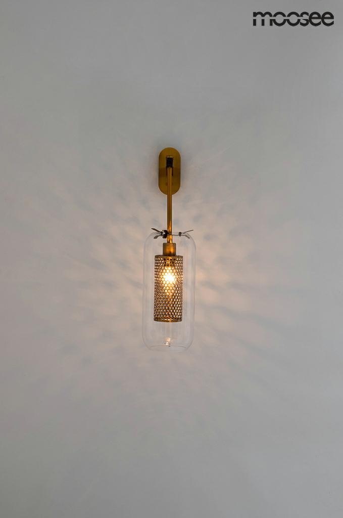 Kinkiet LAMPION złoty dekoracyjny ze szklanym kloszem - Moosee