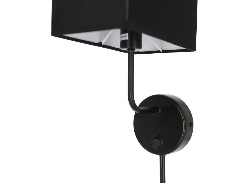 Kinkiet KETO czarny abażur z drewnianą półką z włącznikiem - Candellux Lighting
