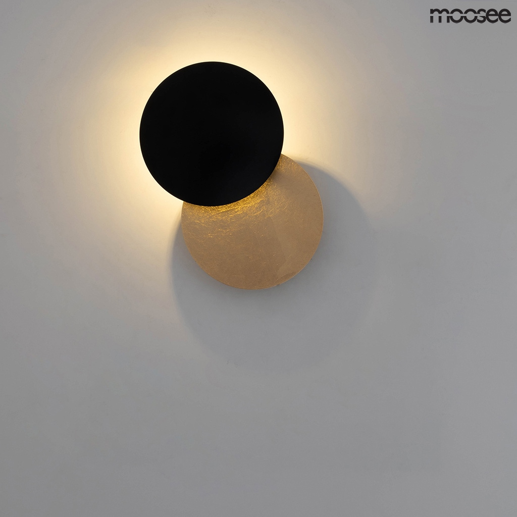 Kinkiet ECLISE czarny / złoty dekoracyjny okrągły - Moosee