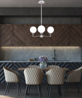 Lampa wisząca LOGOS 3 srebrny satynowy / białe klosze - Candellux Lighting