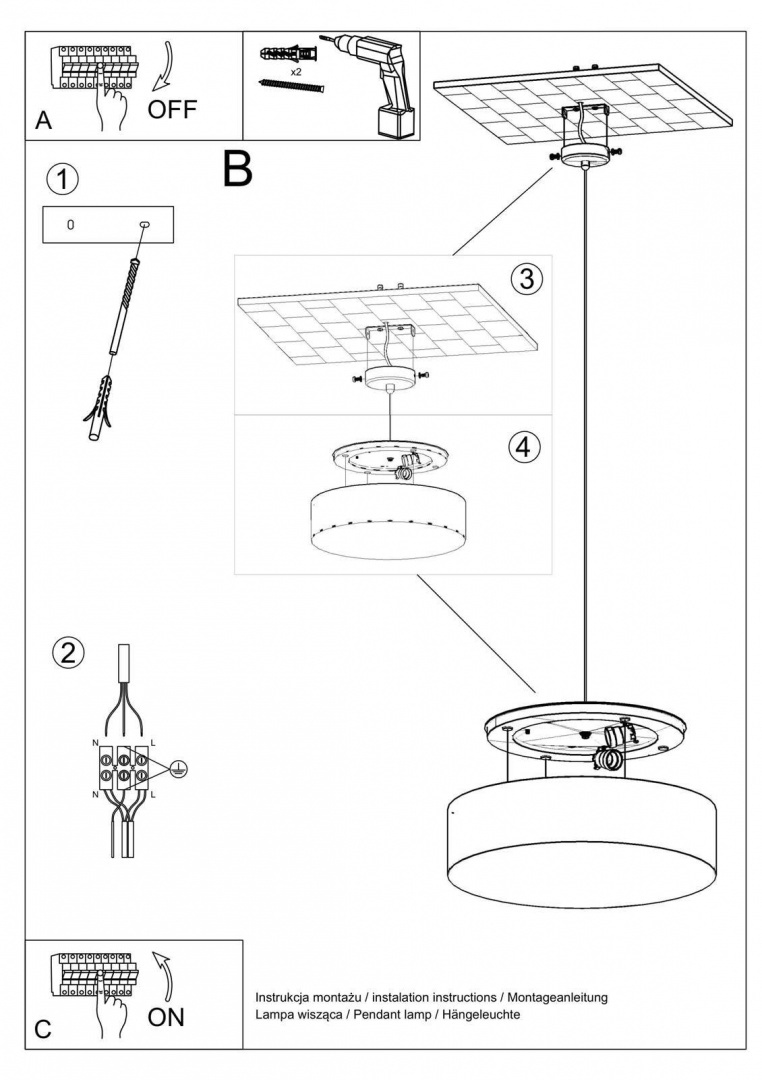 Lampa wisząca ARENA 45 biała z okrągłym abażurem - Sollux Lighting Lampa wisząca ARENA 45 biała z okrągłym abażurem - Sollux Lighting