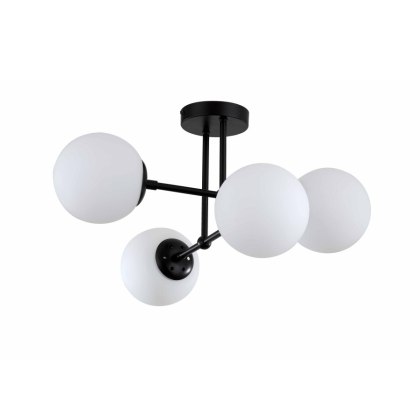 Lampa wisząca ROMA 4 czarna z kulistymi szklanymi kloszami - Light Prestige