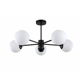 Lampa wisząca ROMA 5 czarna z kulistymi szklanymi kloszami - Light Prestige