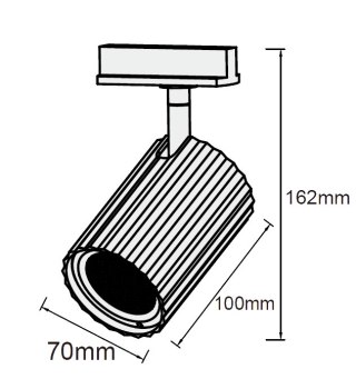Reflektor szynowy TOKIO czarny 1F ryflowany nowoczesny - Light Prestige