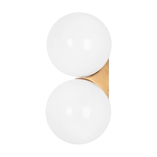 Kinkiet BOLL TWIN złoty podwójny ze szklanymi kulistymi kloszami - Moosee