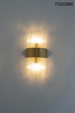 Kinkiet PORTOFINO złoty kryształowy elegancki do salonu - Moosee