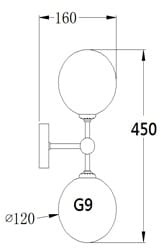 Kinkiet podwójny Dorado 2 L złoty białe kuliste klosze - Light Prestige