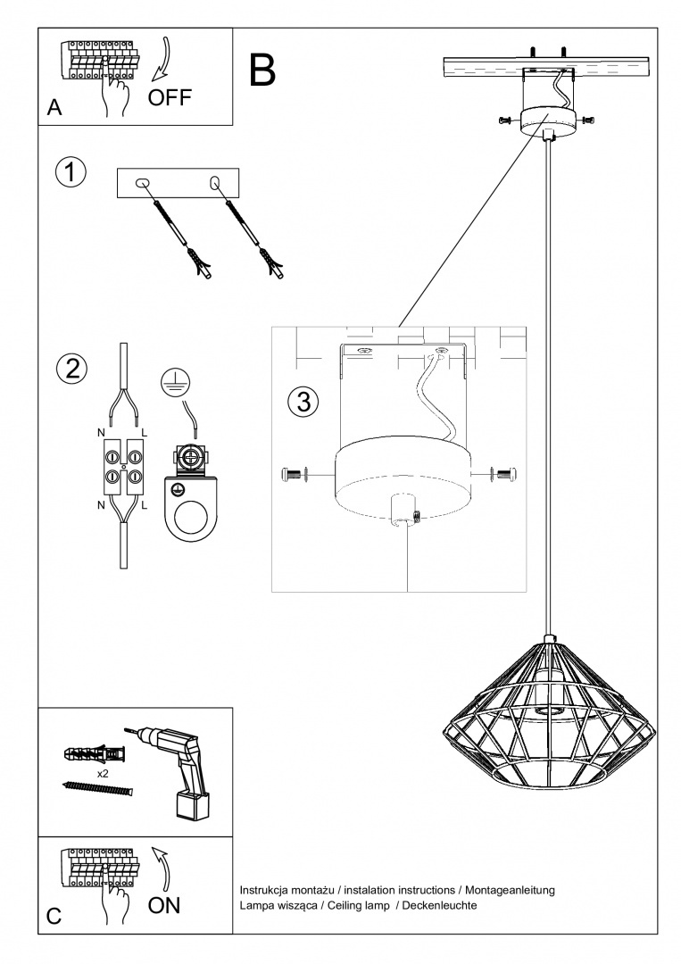 Lampa Wisząca UMBERTO Biała SOLLUX LIGHTING Lampa Wisząca UMBERTO Biała SOLLUX LIGHTING