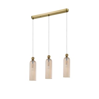 Lampa wisząca PIEGA 3 AMBER złota / bursztynowe szklane klosze - Light Prestige