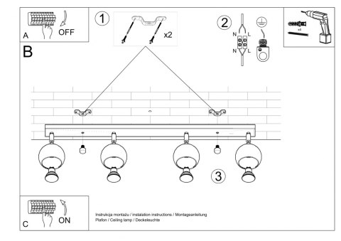 Plafon OCULARE 4L biały - Sollux Lighting Plafon OCULARE 4L biały - Sollux Lighting
