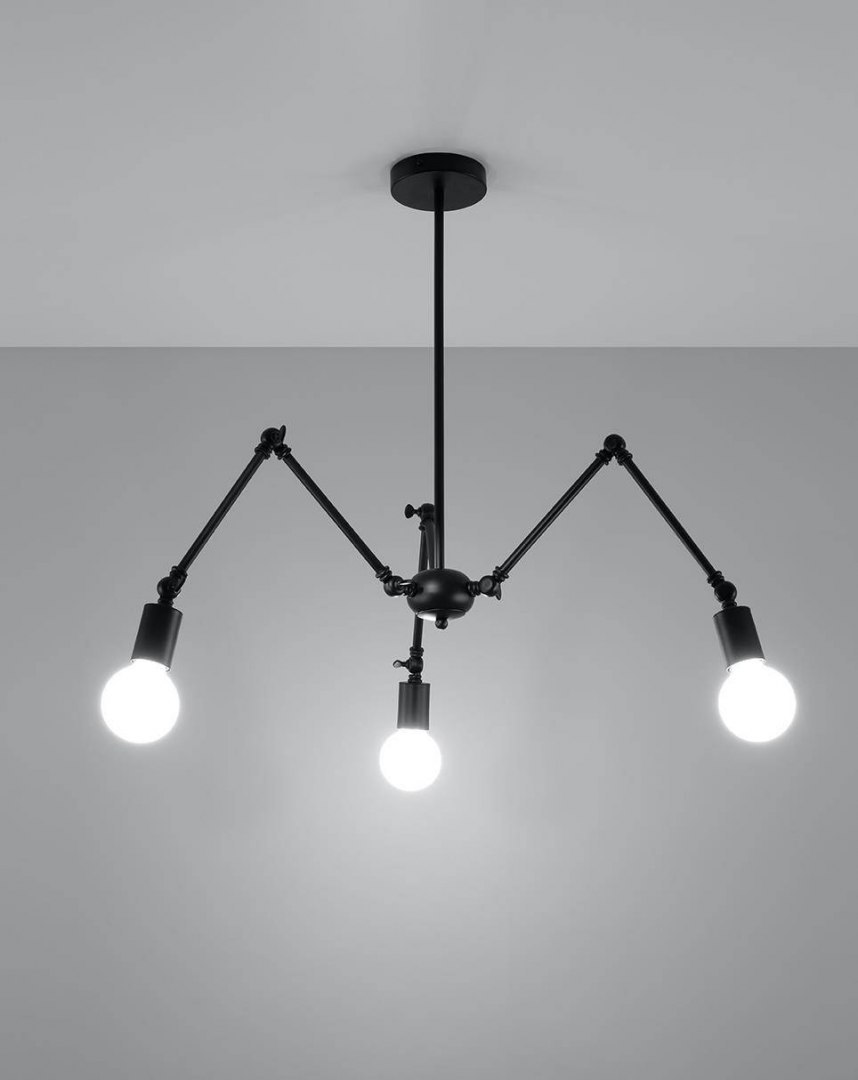 Lampa wisząca STARK 3 czarna industrialna / loft - Sollux Lighting