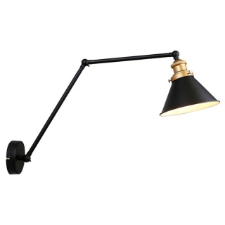 Kinkiet regulowany FUNDO czarny / złoty E27 stożkowy klosz industrialny do czytania na wysięgniku - Candellux Lighting