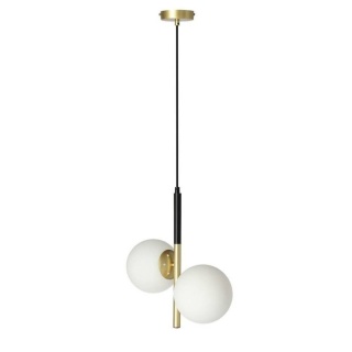 Lampa wisząca DUO 2 czarny mat / złota / białe mleczne klosze - Candellux Lighting