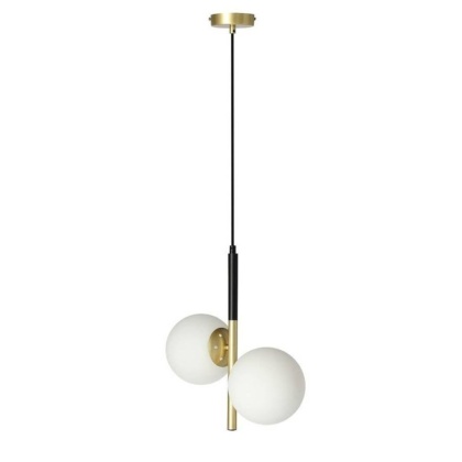 Lampa wisząca DUO 2 czarny mat / złota / białe mleczne klosze - Candellux Lighting