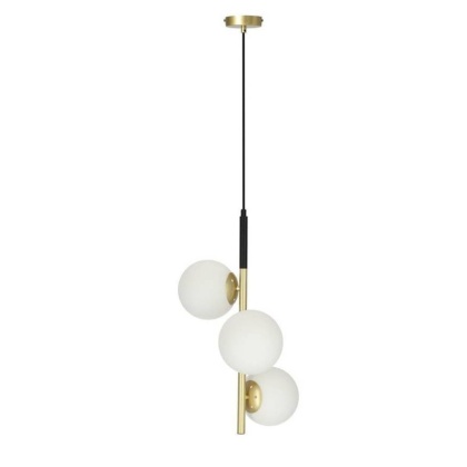 Lampa wisząca DUO 3 czarny mat / złota / białe mleczne klosze - Candellux Lighting