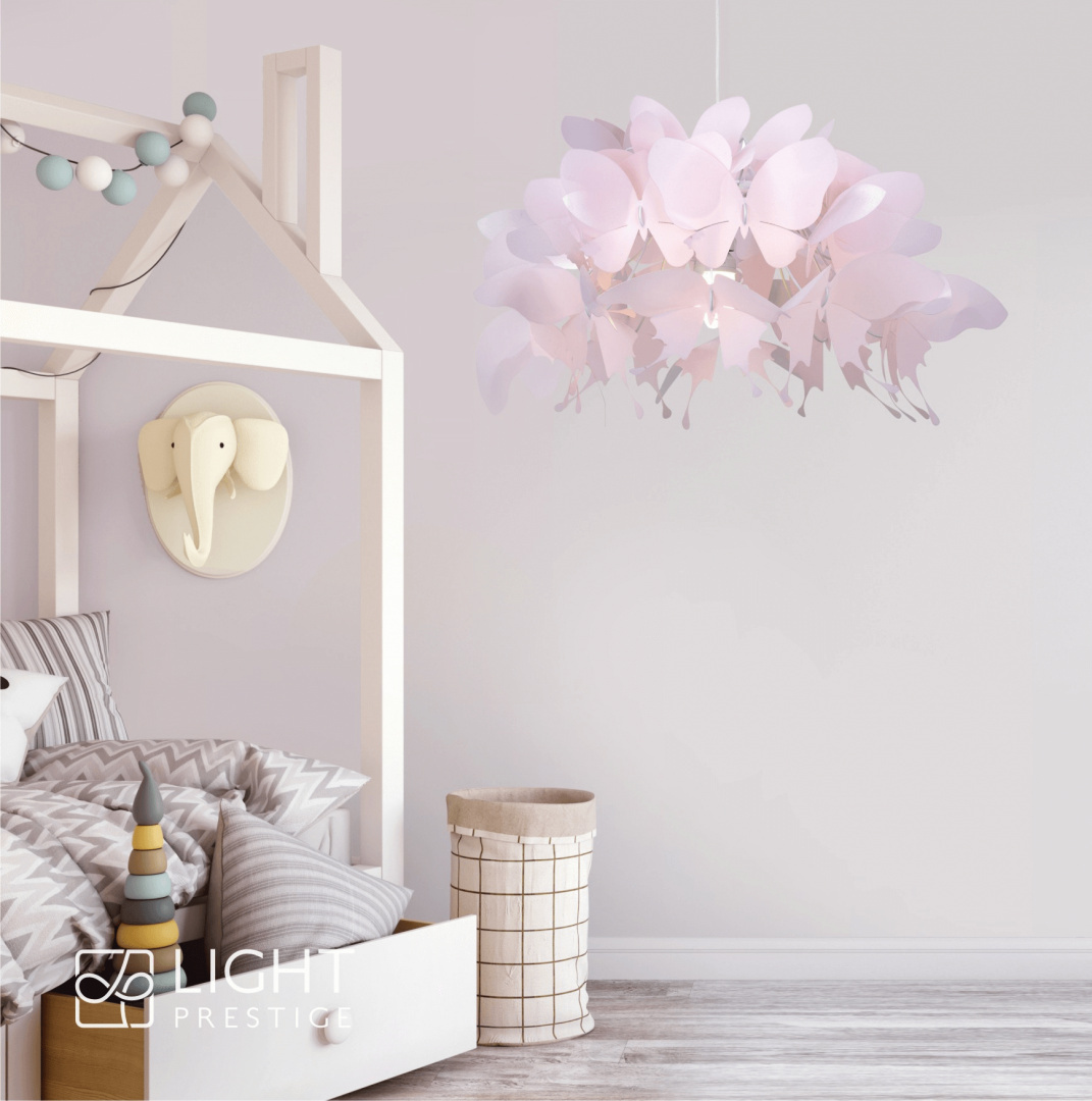 Lampa wisząca FARFALLA 1 jasno różowa / motylki do pokoju dziecięcego - Light Prestige Lampa wisząca FARFALLA 1 jasno różowa / motylki do pokoju dziecięcego - Light Prestige