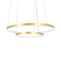 Lampa wisząca LUNE 50/30 złota LED podwójna ringi obręcze - Candellux Lighting