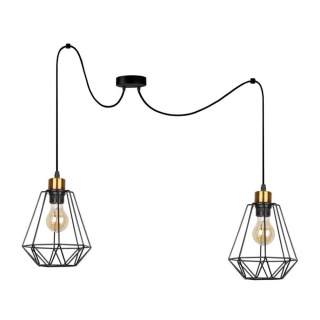 Lampa wisząca PRIMO 2 czarna / złota podwieszana loft druciana - Candellux Lighting
