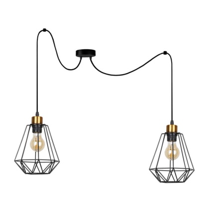 Lampa wisząca PRIMO 2 czarna / złota podwieszana loft druciana - Candellux Lighting