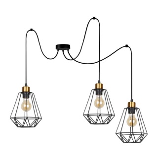 Lampa wisząca PRIMO 3 czarna / złota loft druciana pająk - Candellux Lighting