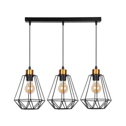 Lampa wisząca PRIMO 3 czarna / złota na listwie loft druciana - Candellux Lighting