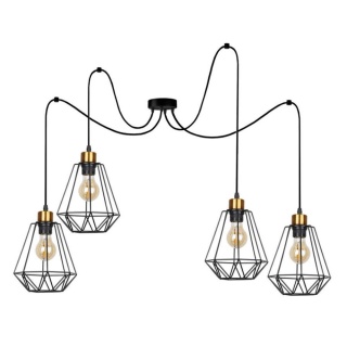 Lampa wisząca PRIMO 4 czarna / złota loft druciana pająk - Candellux Lighting