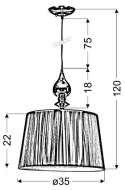 Lampa wisząca PRIMA zawiesie chrom abażur srebrny - Candellux Lighting wymiary