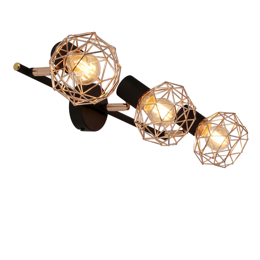 Plafon lampa sufitowa czarno-złota ACROBAT 3 potrójna na listwie - Candellux Lighting