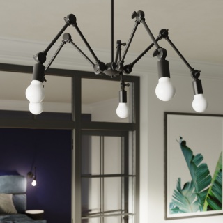 Lampa wisząca STARK 5 czarna industrialna / loft - Sollux Lighting