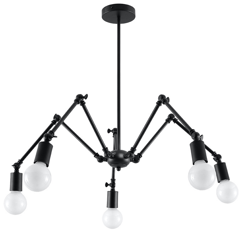 Lampa wisząca STARK 5 czarna industrialna / loft - Sollux Lighting Lampa wisząca STARK 5 czarna industrialna / loft - Sollux Lighting