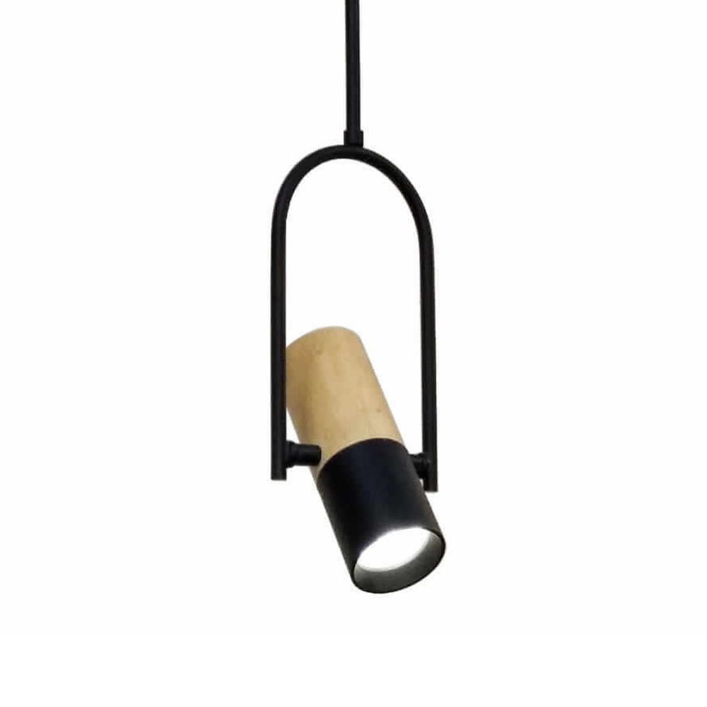 Lampa wisząca reflektor BOVINO 1 czarno-brązowa bambusowa - Light Prestige