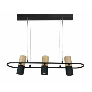 Lampa wisząca BOVINO 3 metal / bambus potrójny zwis - Light Prestige
