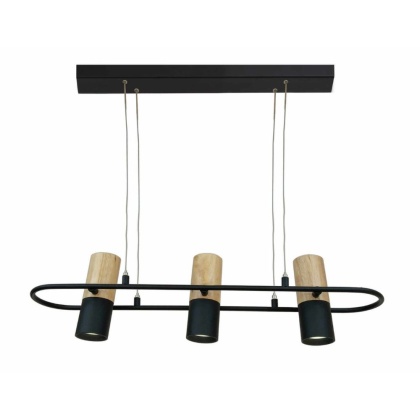 Lampa wisząca BOVINO 3 metal / bambus potrójny zwis - Light Prestige