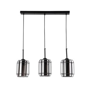 Lampa wisząca JONERA 3 czarna / dymione klosze potrójny zwis na listwie - Candellux Lighting