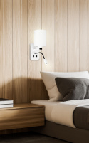 Kinkiet MAGNUM 3 biały hotelowy z lampką do czytania LED - Candellux Lighting