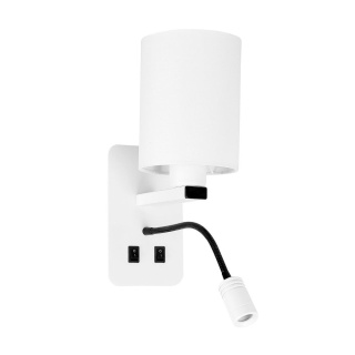 Kinkiet MAGNUM 3 biały hotelowy z lampką do czytania LED - Candellux Lighting