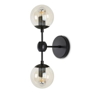 Kinkiet PLANETARIO 2 czarny / bursztynowe kuliste klosze - King Home