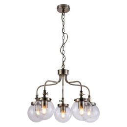 Lampa wisząca BALLET 5 patyna / szklane kuliste klosze w industrialnym stylu na łańcuchu - Candellux Lighting