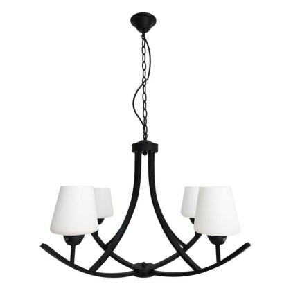 Lampa wisząca LONDYN 4 czarny / białe klosze - Candellux Lighting