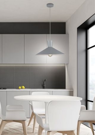 Lampa wisząca ELISTA szara stożkowy metalowy klosz - Ledea